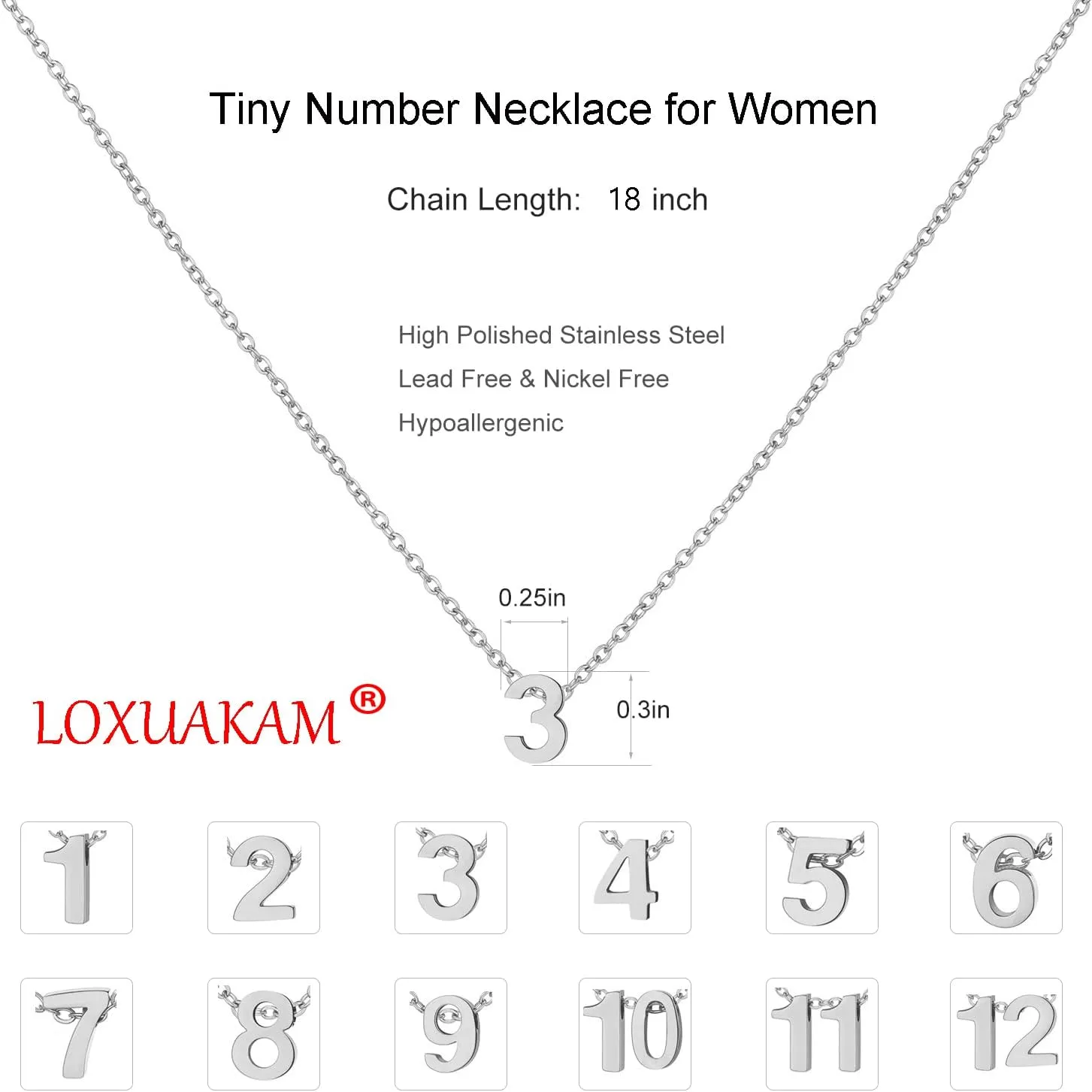 Gold Number Necklace for Women 18K Gold Plated Dainty Charm Birth Month Cute Pendant Choker Necklace Personalized Jewelry Birthday Gift for Her