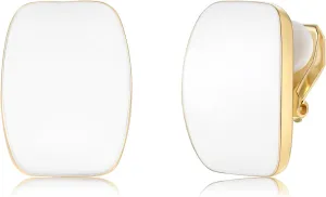 Gold Plated Cute Square Clip On Earrings, Hypoallergenic Non Pierced Clips Invisible Women's Clip On Earrings