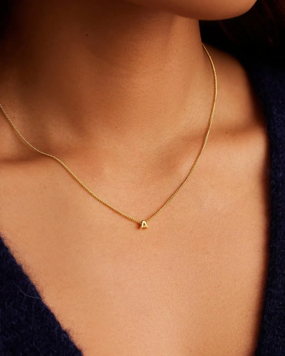 gorjana - Wilder Mini Alphabet Necklace - 18k Gold-Plated or Silver-Plated Brass - Personalized Initial Charm - Secure Closure, Adjustable Length - Timeless Elegance