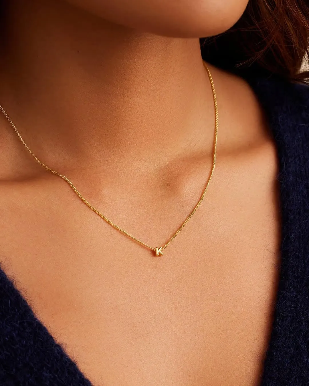 gorjana - Wilder Mini Alphabet Necklace - 18k Gold-Plated or Silver-Plated Brass - Personalized Initial Charm - Secure Closure, Adjustable Length - Timeless Elegance