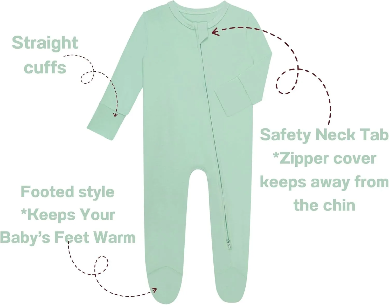 GUISBY Rayon Baby Footies Pajamas, Soft Long Sleeve with 2 way Zipper Sleepers