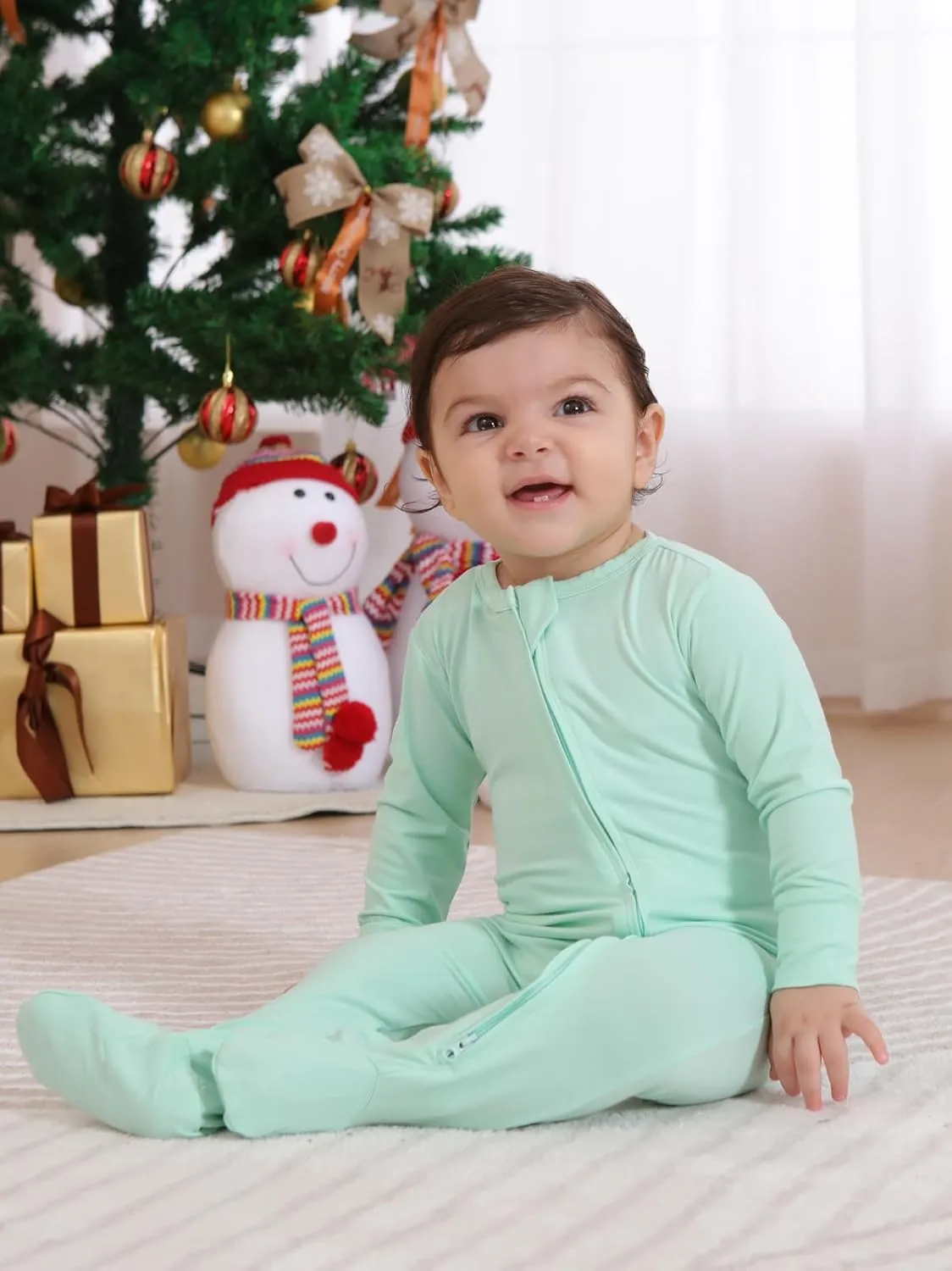 GUISBY Rayon Baby Footies Pajamas, Soft Long Sleeve with 2 way Zipper Sleepers