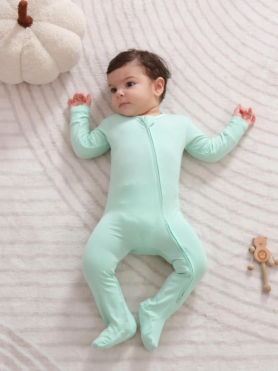 GUISBY Rayon Baby Footies Pajamas, Soft Long Sleeve with 2 way Zipper Sleepers