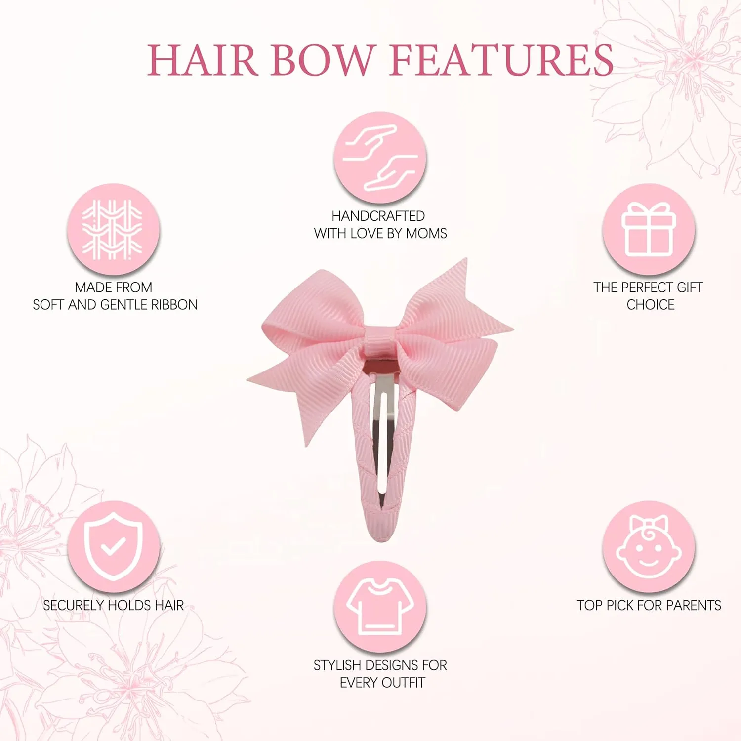 Hair Clips, 40-Pack Premium Quality Lightweight Hair Bows Snap Clips in 20 Colors, Baby Barrettes, Hair Pins, Hair Bows for Pigtails, Children Hair Accessories