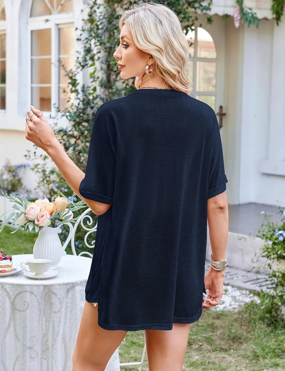 Halife Womens Summer Lightweight Cardigan Short Sleeve Open Front Casual Loose Cover Ups