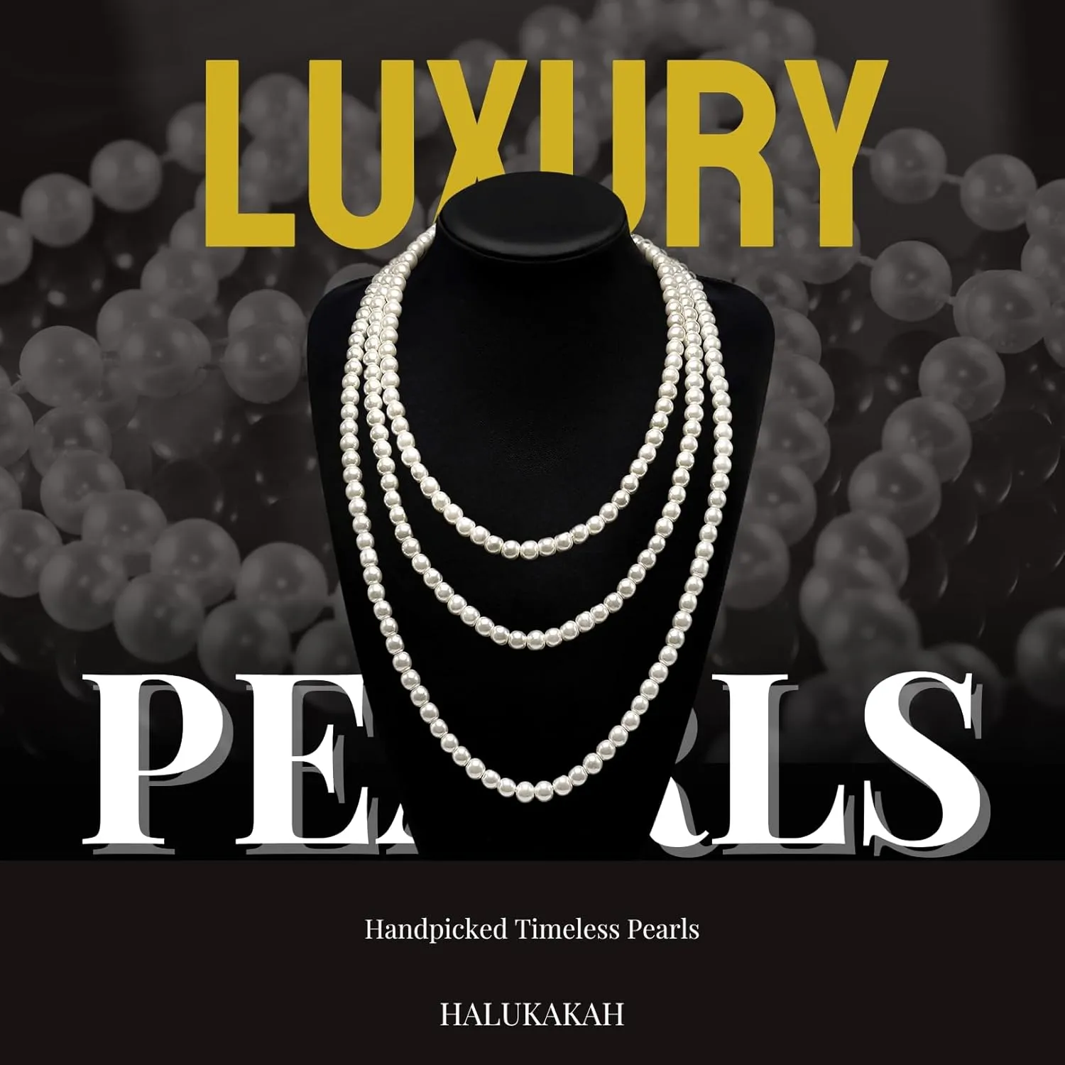 Halukakah 1920s Long Pearl Necklace for Women - Exquisite Natural Cultured Pearls - Luxurious 8mm Strand with Timeless Elegance - Length 60"/71" - Perfect for Special Occasions