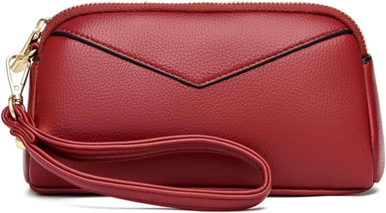 Handbags Women's Wallets Coin Purses Pouches Genuine Leather Evening Bags Money Organizers Bags Card Cases(Red)