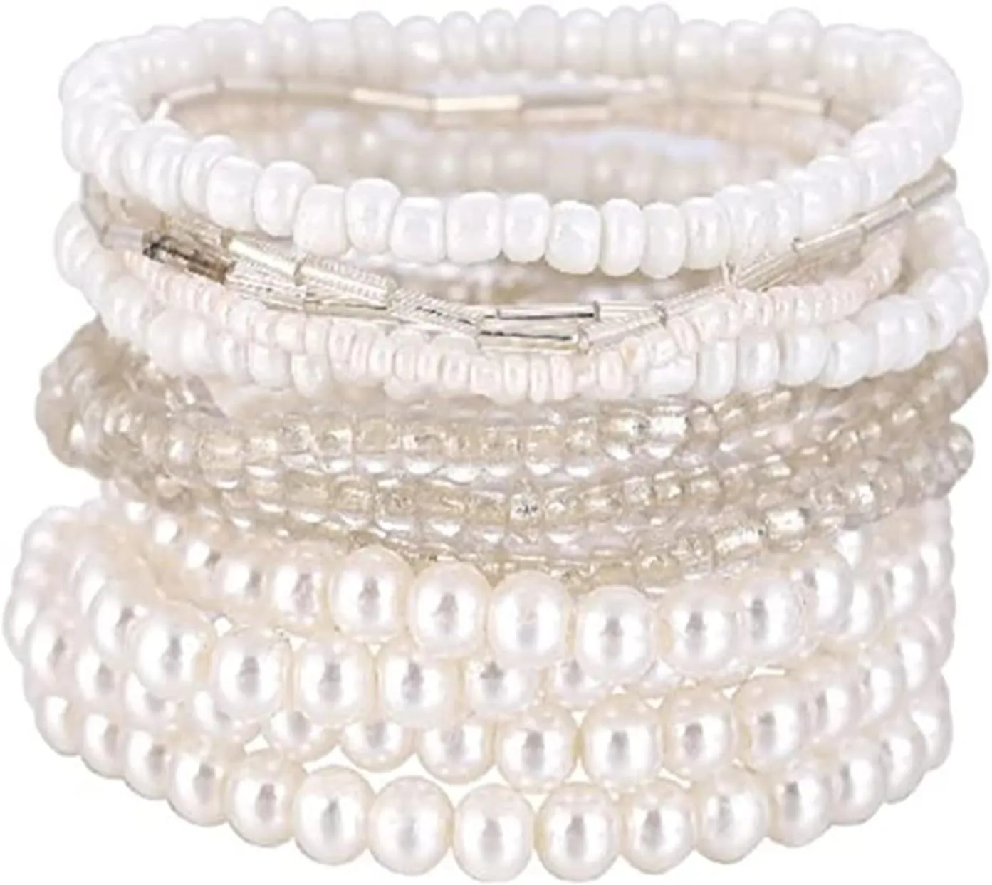 Handmade Bohemian Colorful Crystal Beaded Bracelets Set Multilayered Stackable Boho Stretch Adjustable Bangle Cuff Friendship Summer Beach Jewelry for Women