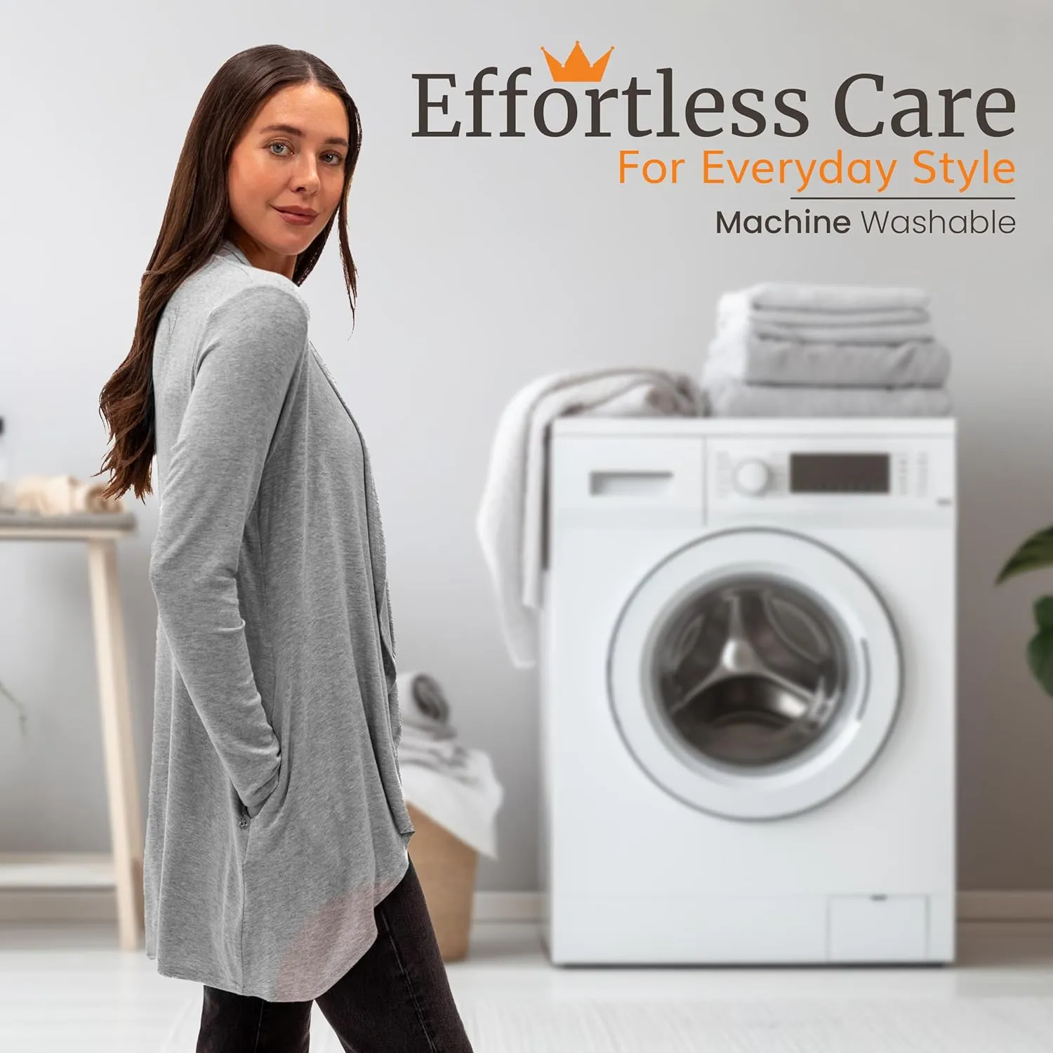 Happyluxe Lightweight Cardigan Sweaters for Women - Eco Cashmere Cardigan with Pockets. Long, Open Front - Made in USA
