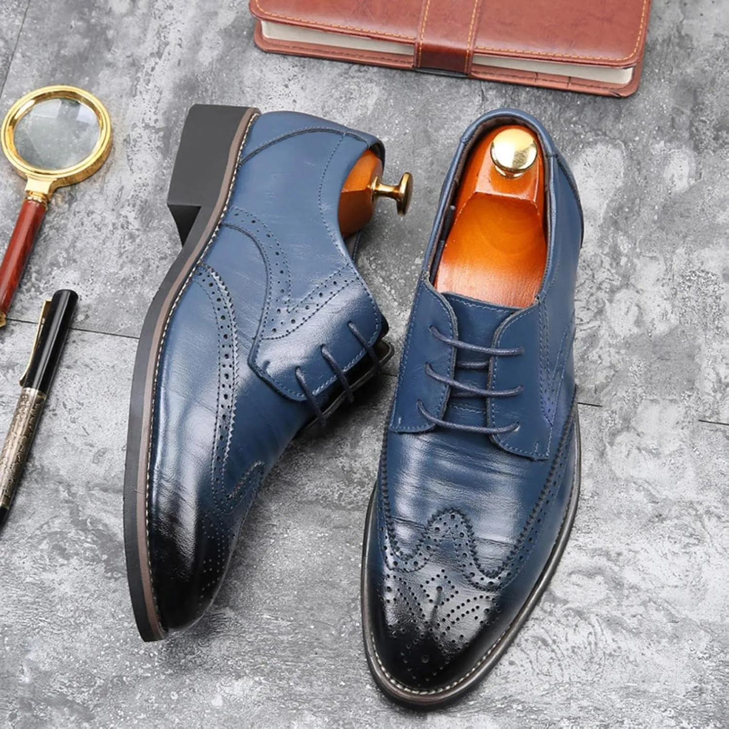 Hbeylia Mens Tuxedo Shoes Patent Leather Lace Up Formal Business Oxford Dress Shoes Classic Fashion Closed Pointed Toe Leather Tuxedo Oxford Wingtip Dress Shoes For Men Business Office Work Wedding