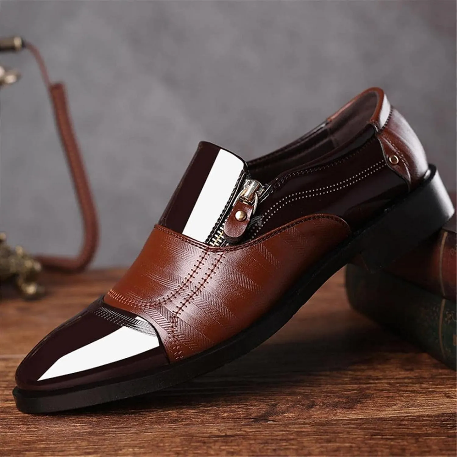 Hbeylia Mens Tuxedo Shoes Patent Leather Lace Up Formal Business Oxford Dress Shoes Classic Fashion Closed Pointed Toe Leather Tuxedo Oxford Wingtip Dress Shoes For Men Business Office Work Wedding