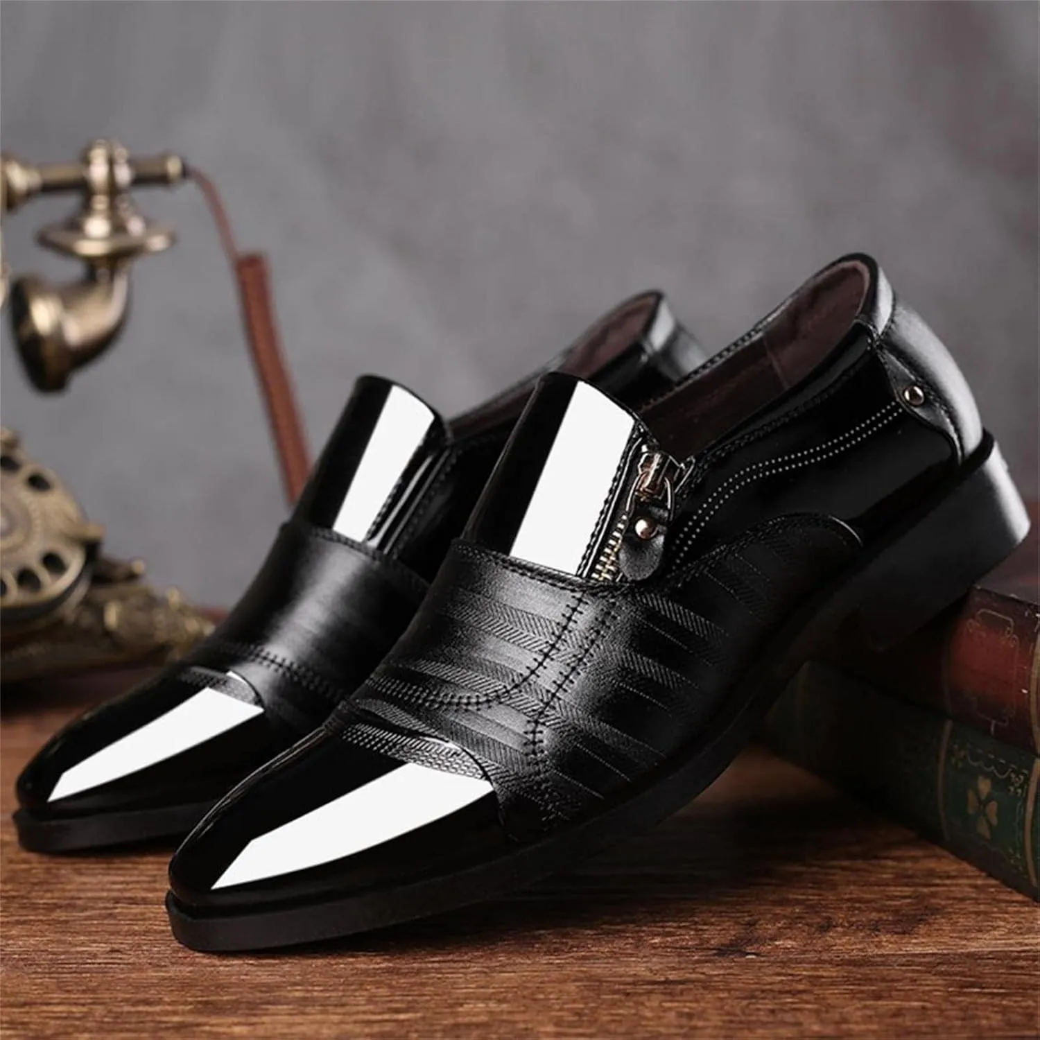 Hbeylia Mens Tuxedo Shoes Patent Leather Lace Up Formal Business Oxford Dress Shoes Classic Fashion Closed Pointed Toe Leather Tuxedo Oxford Wingtip Dress Shoes For Men Business Office Work Wedding