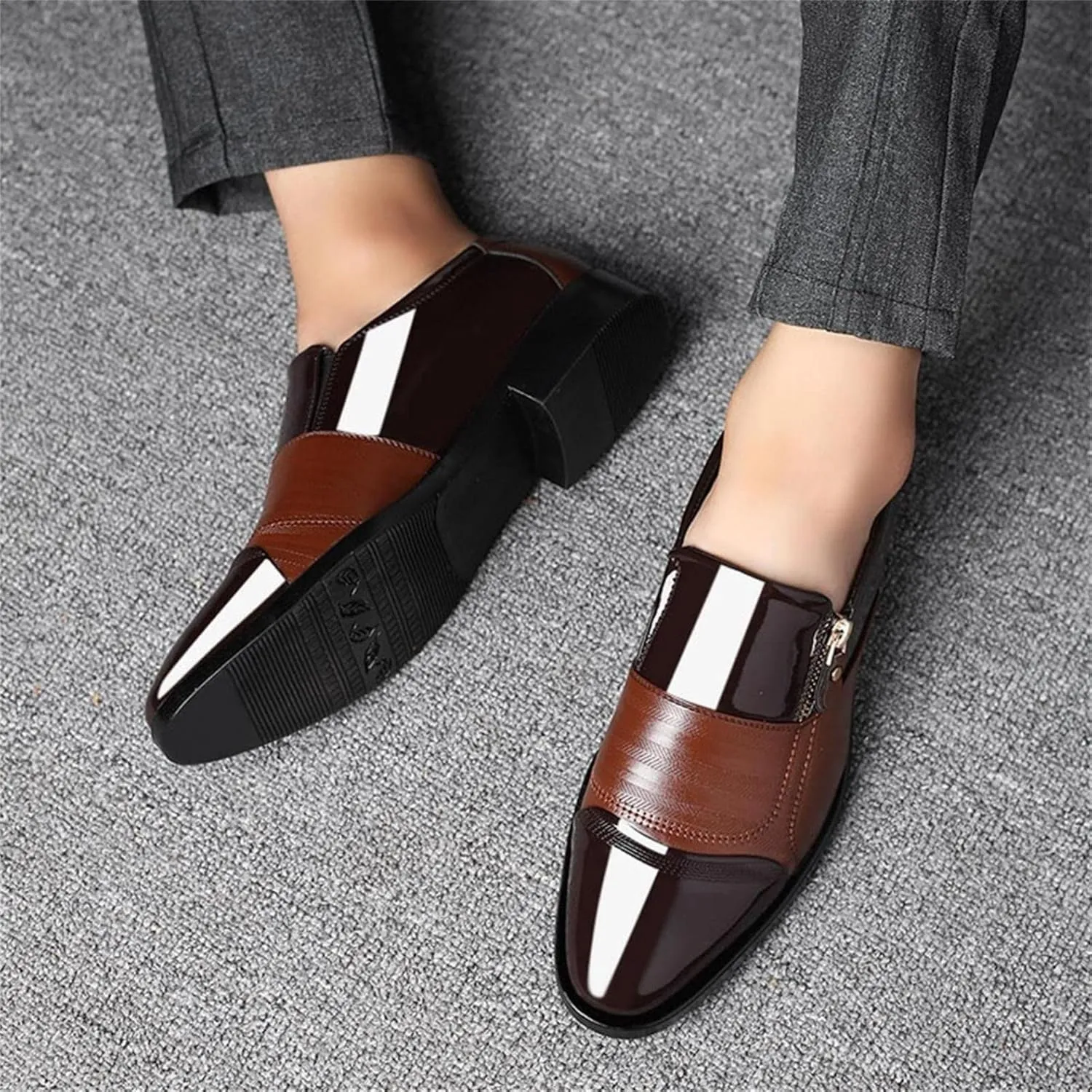 Hbeylia Mens Tuxedo Shoes Patent Leather Lace Up Formal Business Oxford Dress Shoes Classic Fashion Closed Pointed Toe Leather Tuxedo Oxford Wingtip Dress Shoes For Men Business Office Work Wedding