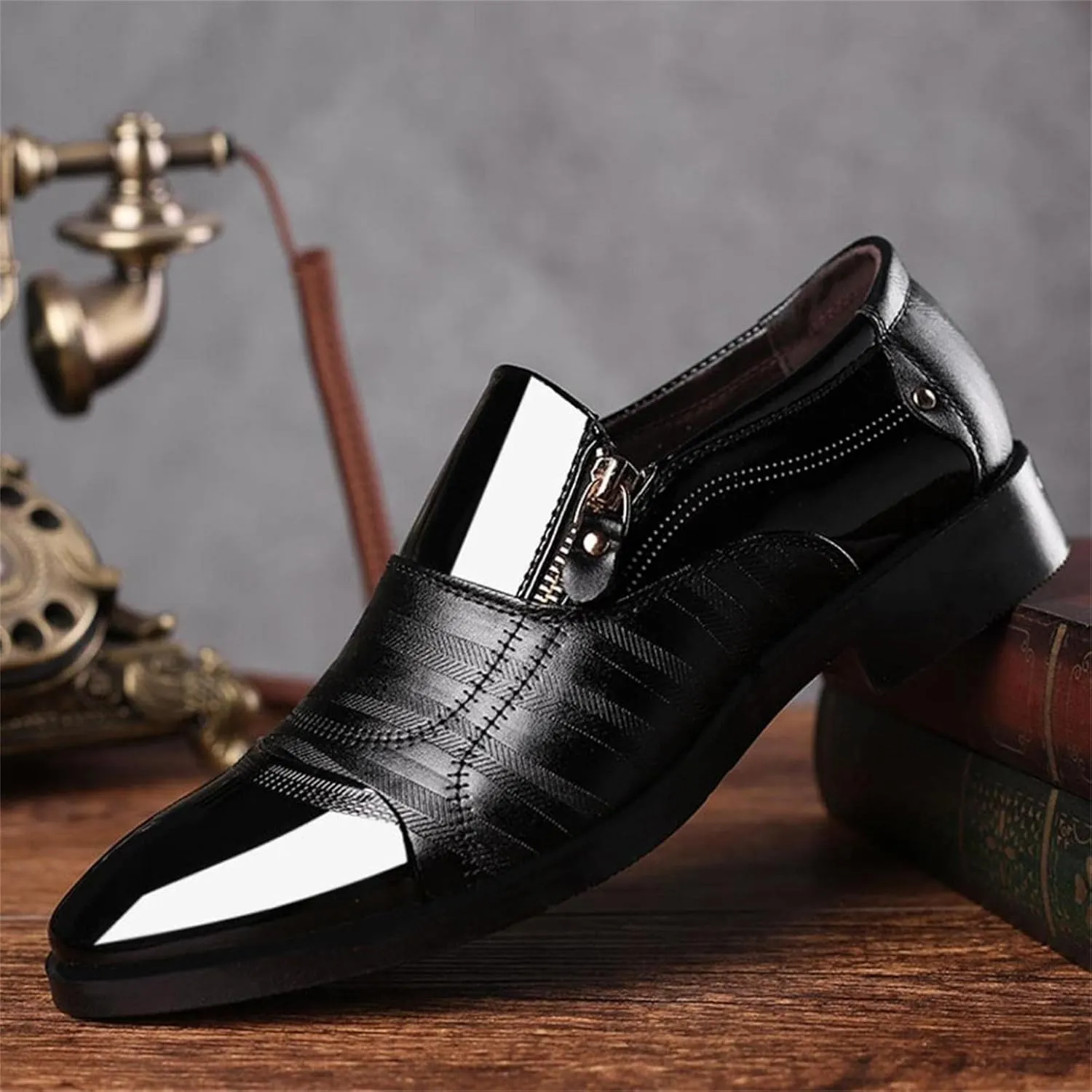 Hbeylia Mens Tuxedo Shoes Patent Leather Lace Up Formal Business Oxford Dress Shoes Classic Fashion Closed Pointed Toe Leather Tuxedo Oxford Wingtip Dress Shoes For Men Business Office Work Wedding