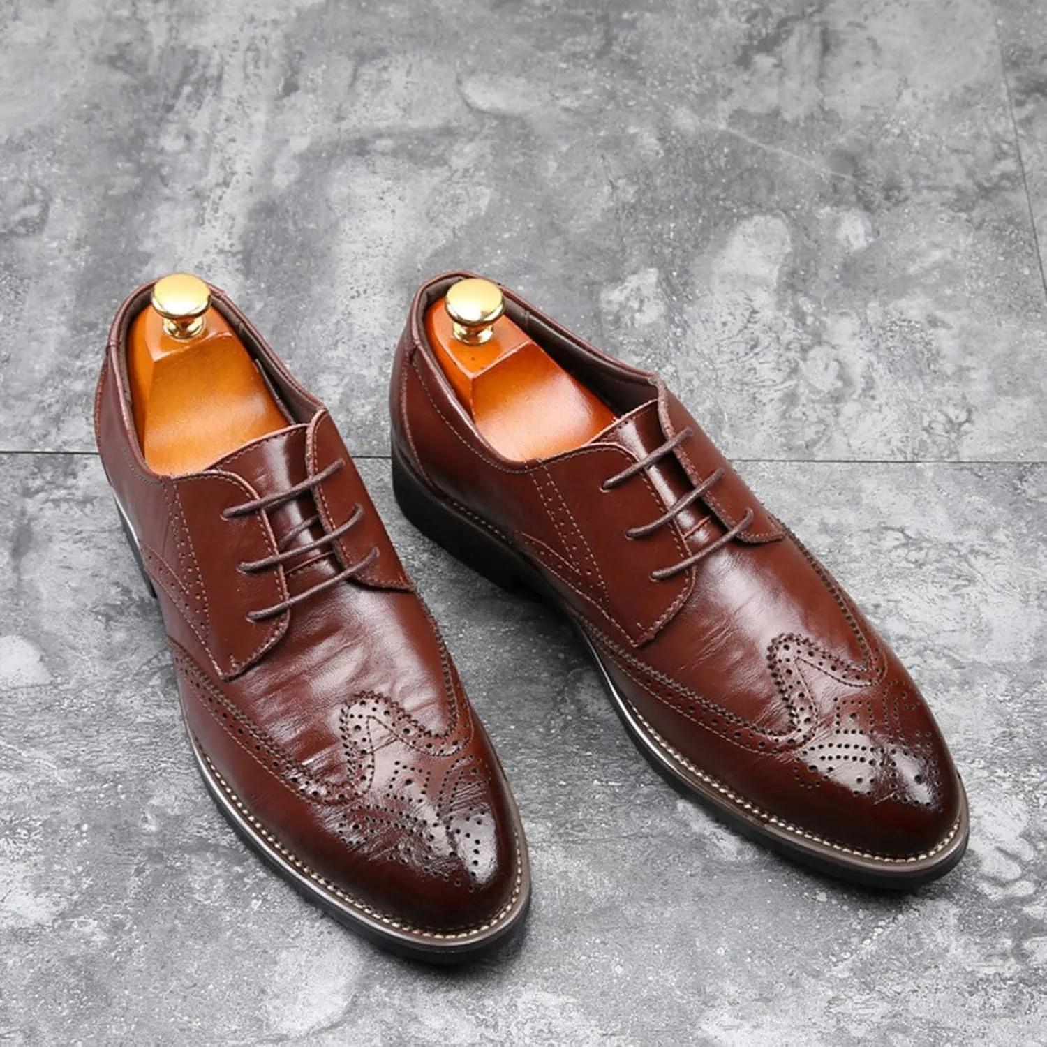 Hbeylia Mens Tuxedo Shoes Patent Leather Lace Up Formal Business Oxford Dress Shoes Classic Fashion Closed Pointed Toe Leather Tuxedo Oxford Wingtip Dress Shoes For Men Business Office Work Wedding