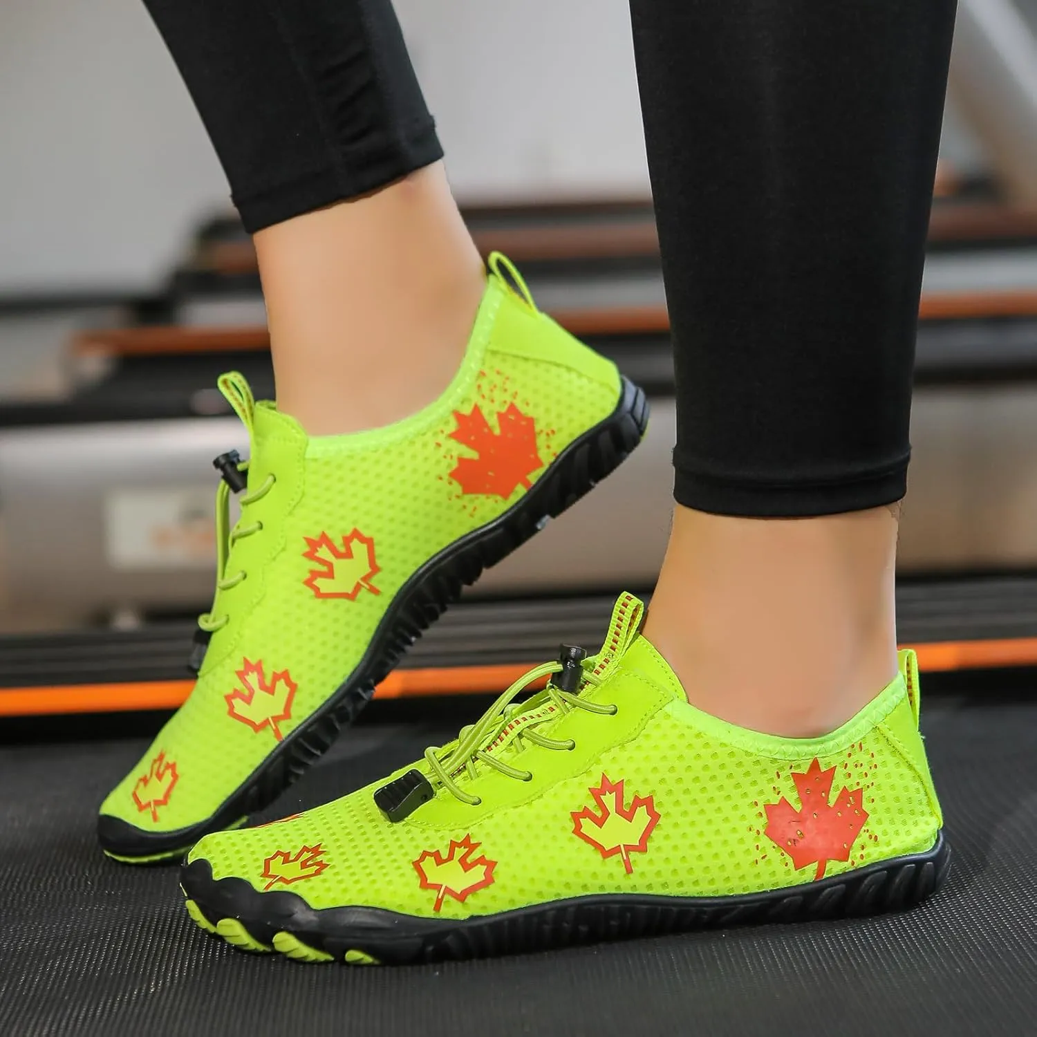 Hike Barefoot Shoes Women Men Non-Slip Athletic Footwear Wide Toe Box Shoes Grounded Footwear Maple Leaf Print Running Swimming Sneaker Quick Dry Hiking Shoe Lightweight Breathable Shoe