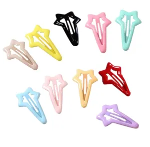 HLLMX 10 PCS Colorful Stars Duckbill Clip Hair Clip Non-slip Toddlers Colorful Cute Lovely Metal Hair Barrettes Hair Accessories for Kids Teens Women (Random Color)