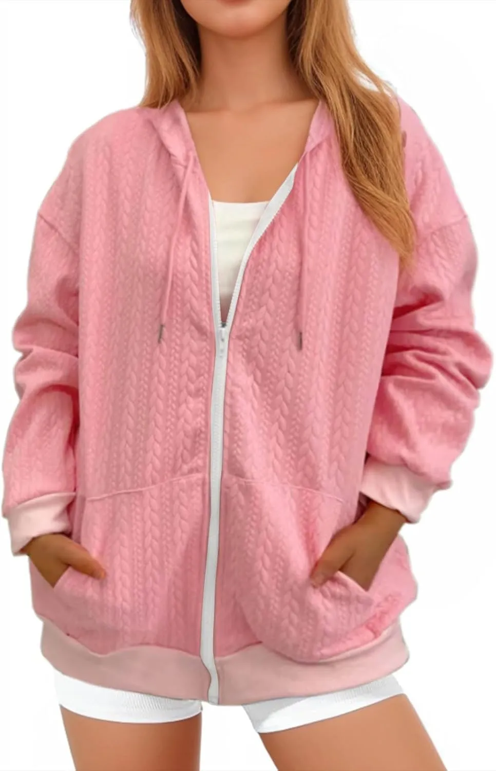 hlysgo Zip Up Hoodie Women Oversized Fall Fashion Sweatshirt Jackets Casual Hoodies Comfy Hooded Outwear with Pockets