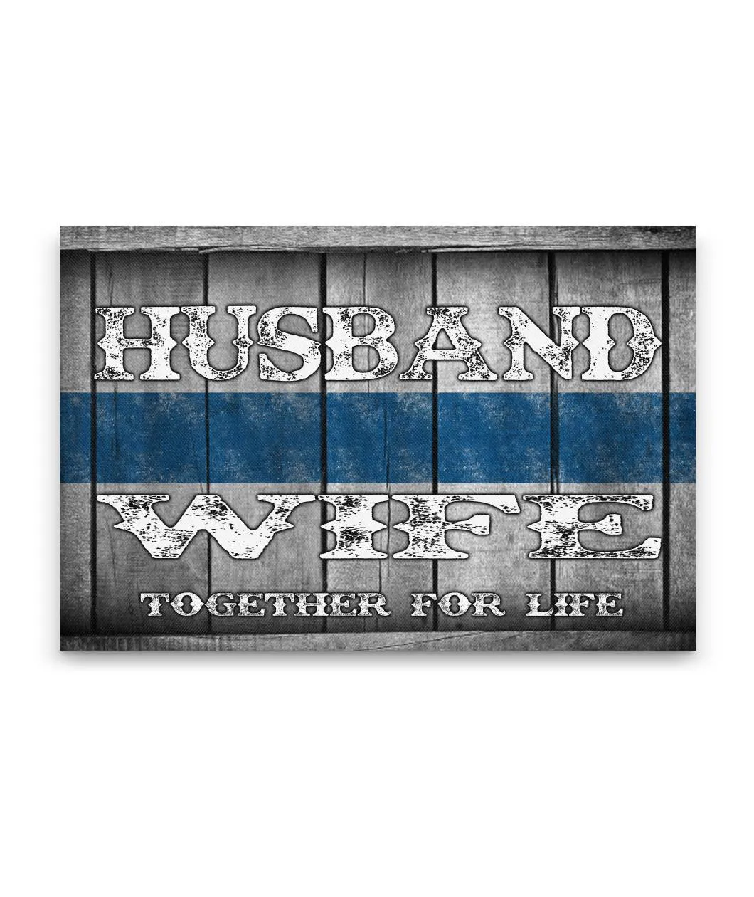 Husband and Wife Thin Blue Line Canvas