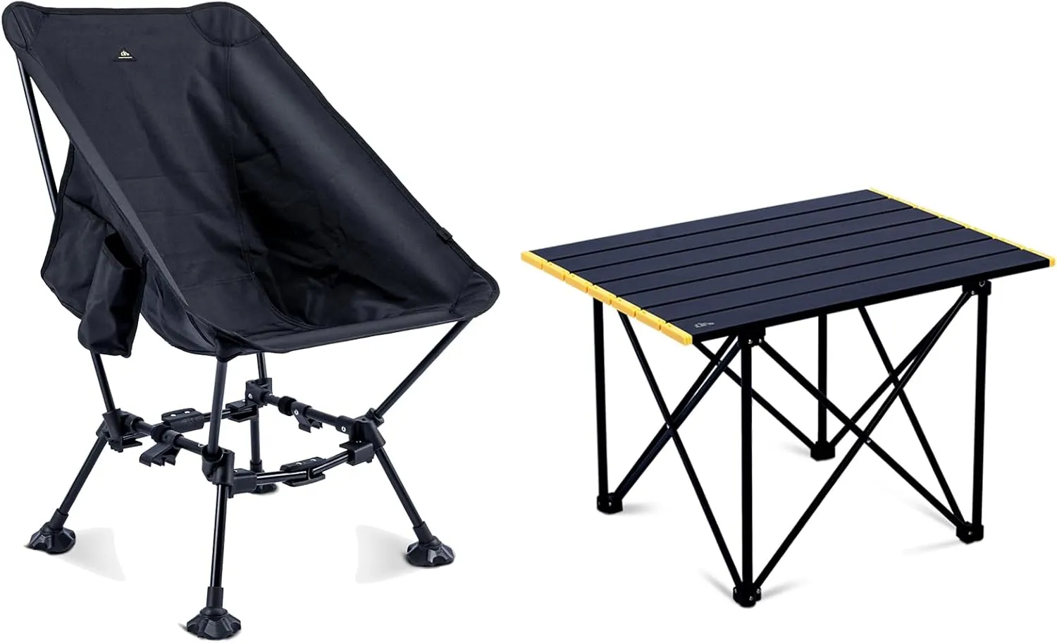 iClimb 1 Ultralight Folding Table and 1 Light Two-Heights Compact Anti-Sinking Chair Bundle, Ultralight Compact for Adults Outdoor Beach Camping Concert Motorcycling Travelling