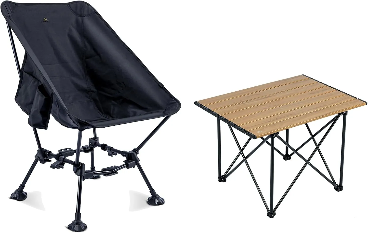 iClimb 1 Ultralight Folding Table and 1 Two-Heights Light Compact Anti-Sinking Chair Bundle, Ultralight Compact for Adults Outdoor Camping Beach Concert Motorcycling Travelling