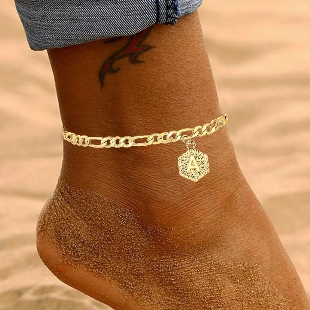 Initial Ankle Bracelets for Women Gold Anklets for Women Trendy Summer Beach Vacation Jewelry Cuba Paperclip Anklets Dainty Link Chain Anklets Foot Jewelry