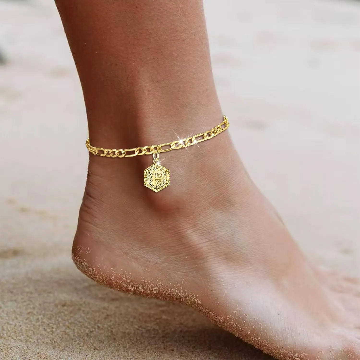 Initial Ankle Bracelets for Women Gold Anklets for Women Trendy Summer Beach Vacation Jewelry Cuba Paperclip Anklets Dainty Link Chain Anklets Foot Jewelry