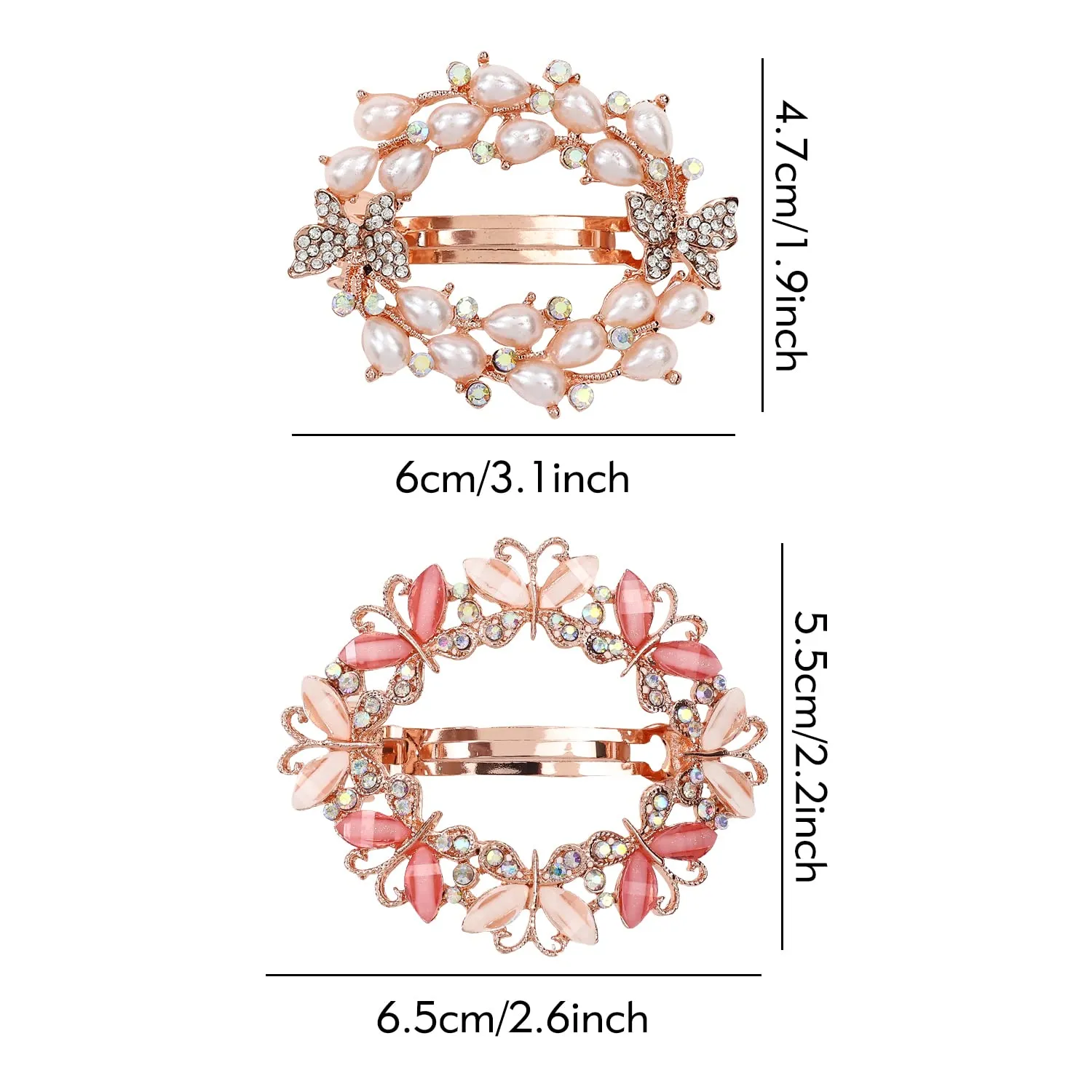 inSowni 4 Pack Gold Glitter Sparkly Gems Crystal Rhinestones Pearls Butterfly Metal French Barrettes Alligator Snap Hair Clips Pins Accessories for Women Girls