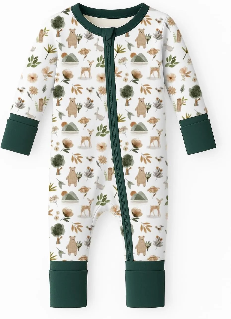 ITSY BITSY BOUTIQUE Viscose Bamboo Baby Pajamas - Boys and Girls Footie Sleeper Convertible 2-Way Zipper Sleeper