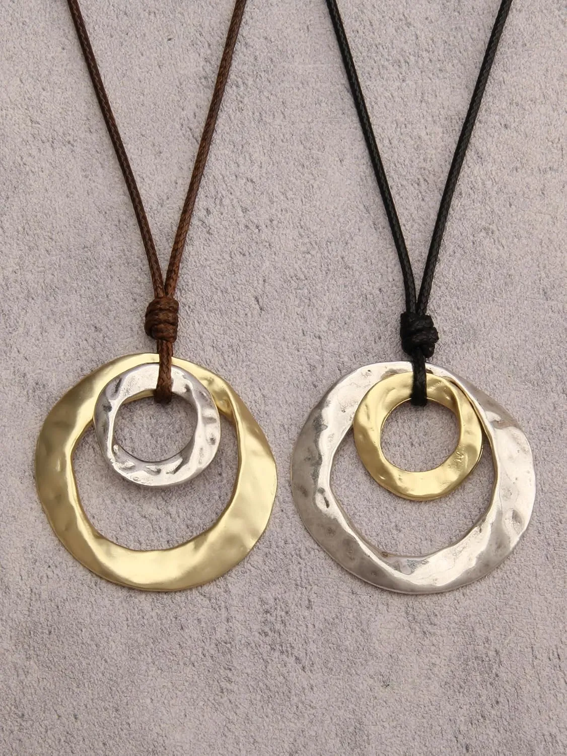 Jeilwiy Leather Necklace For Women Funky Necklace Choker String Cord Necklace with Pendant Boho Style Jewelry