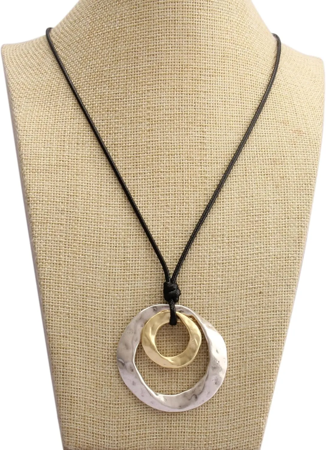 Jeilwiy Leather Necklace For Women Funky Necklace Choker String Cord Necklace with Pendant Boho Style Jewelry