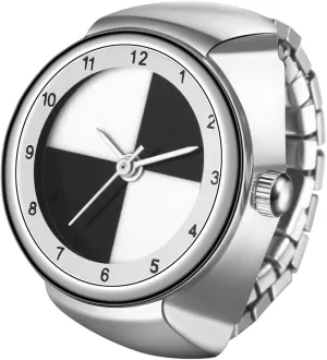 JewelryWe Men Women Finger Watches - Stretchy Band Elastic Round Analog Quartz Ring Watches
