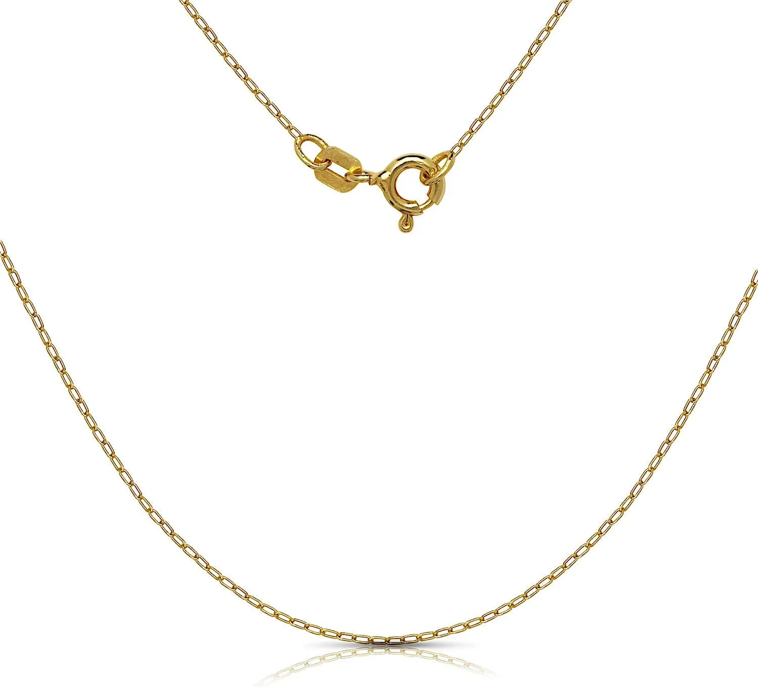 JewelryWeb - Solid 14k Yellow Gold 18" Small Channel-set (A-Z) Cubic Zirconia Initial Pendant Necklace - 7mm x 14mm - Personalized Necklace for Women - Letter Necklace - Sterling Silver Chain