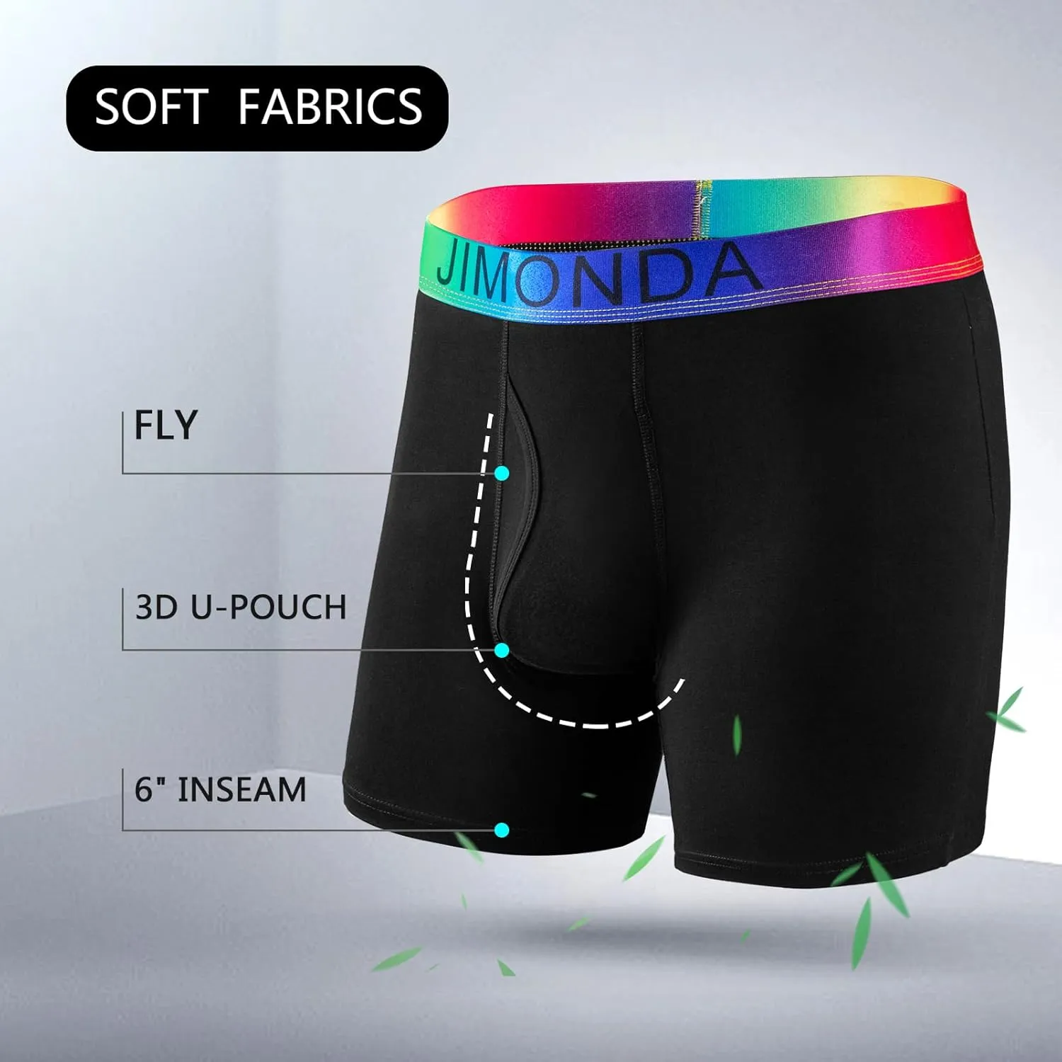 Jimonda Soft Underwear Pack Mens Breathable Bamboo Rayon & Copper Fibre Boxer Briefs Fly Front with Pouch