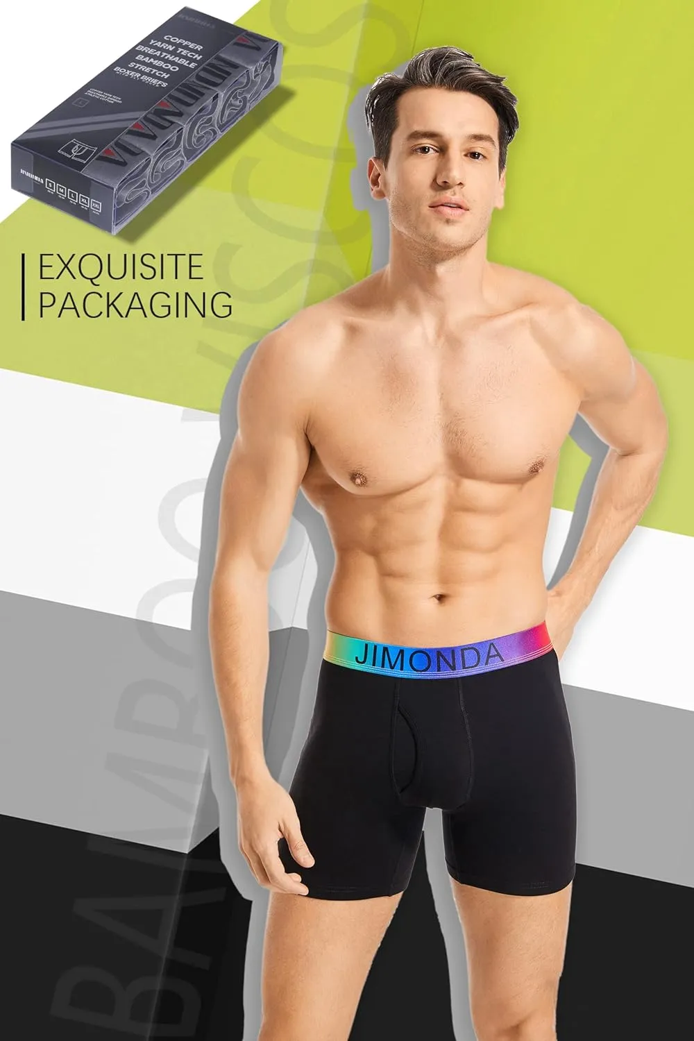 Jimonda Soft Underwear Pack Mens Breathable Bamboo Rayon & Copper Fibre Boxer Briefs Fly Front with Pouch