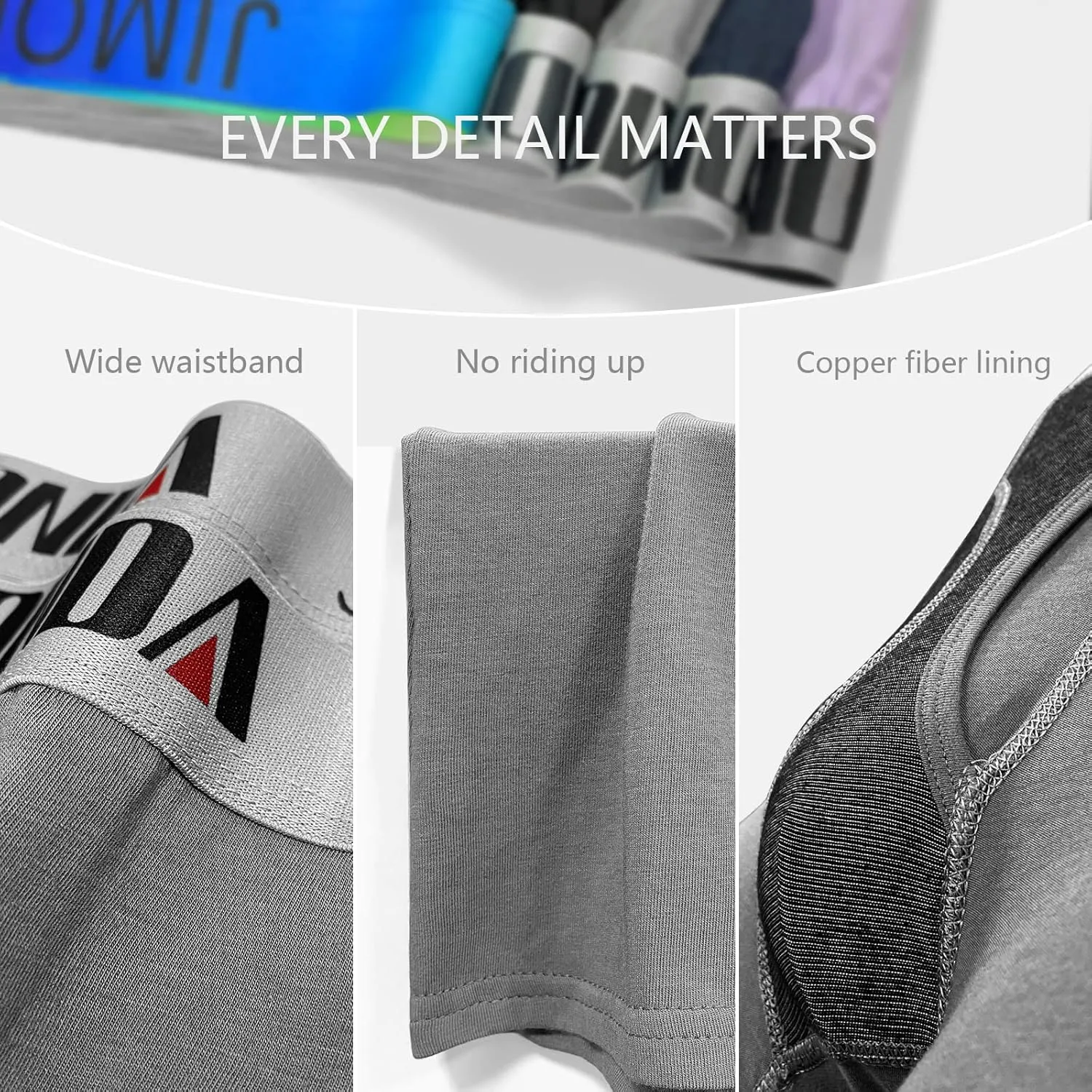 Jimonda Soft Underwear Pack Mens Breathable Bamboo Rayon & Copper Fibre Boxer Briefs Fly Front with Pouch