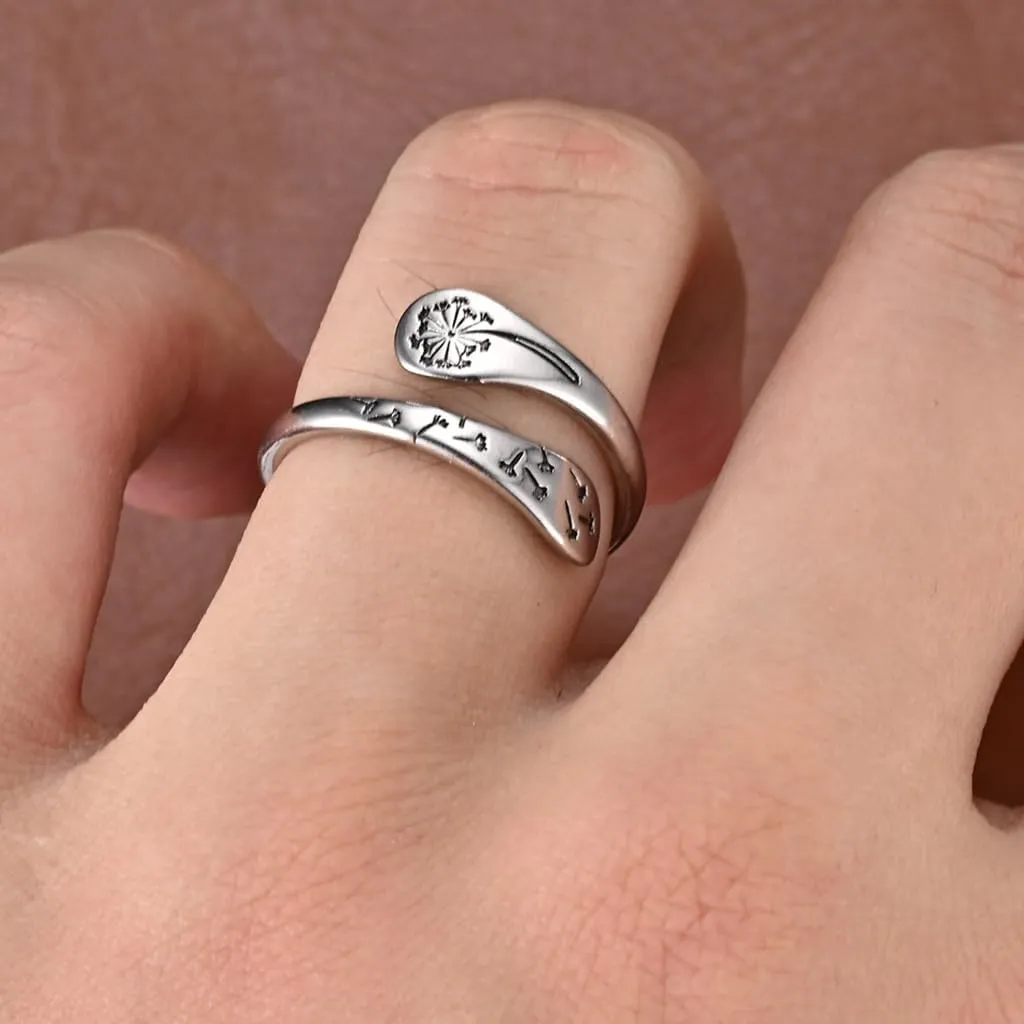 Jude Jewelers Stainless Steel Adjustable Size Floral Pattern Statement Wedding Thumb Wrap Ring
