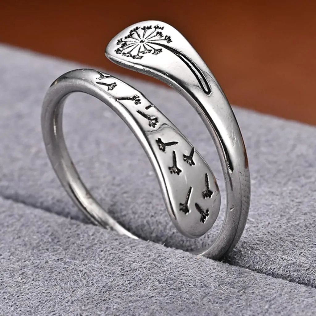 Jude Jewelers Stainless Steel Adjustable Size Floral Pattern Statement Wedding Thumb Wrap Ring