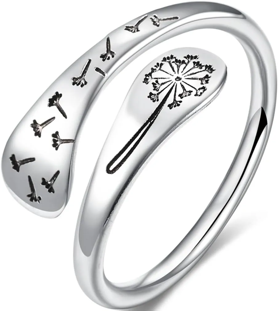 Jude Jewelers Stainless Steel Adjustable Size Floral Pattern Statement Wedding Thumb Wrap Ring