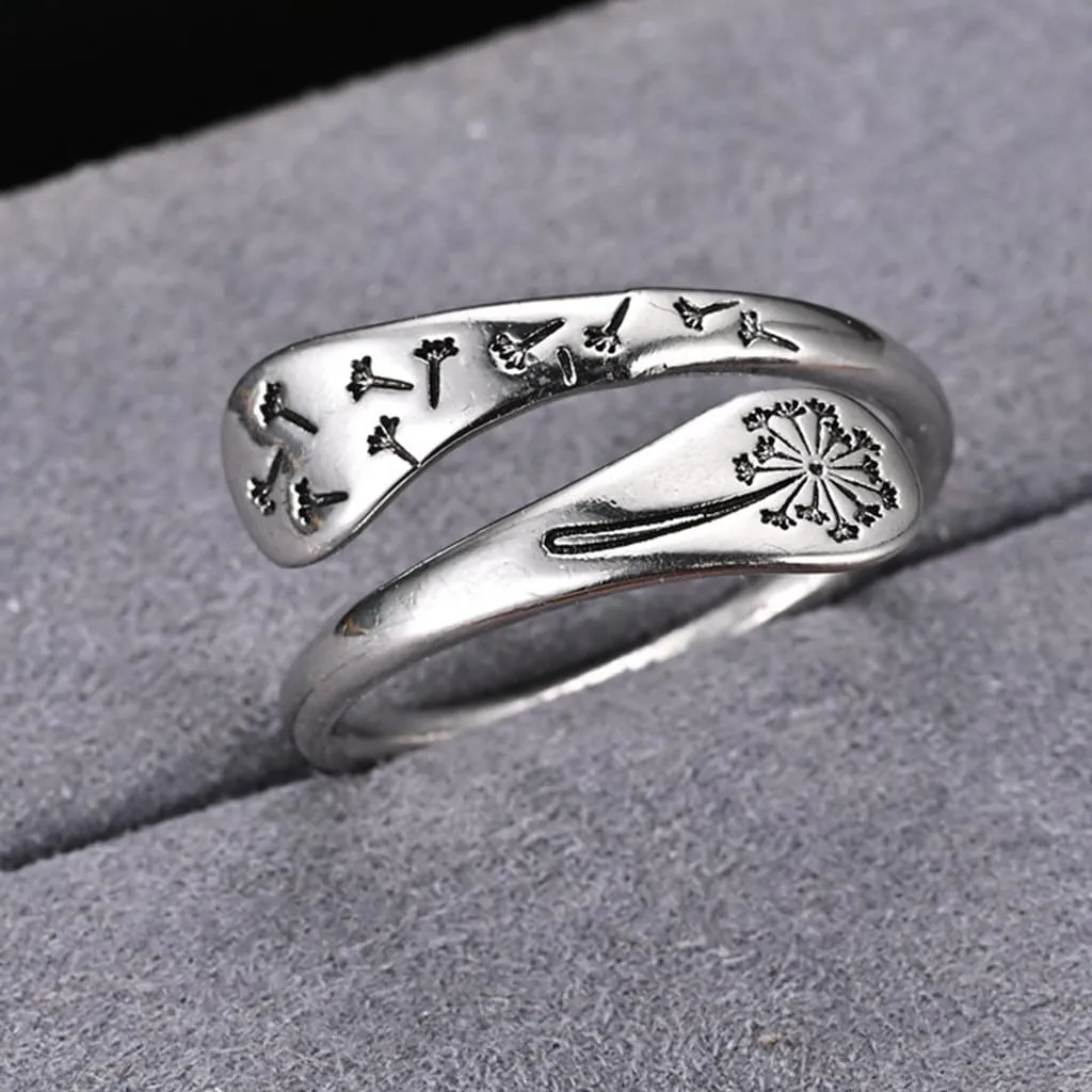 Jude Jewelers Stainless Steel Adjustable Size Floral Pattern Statement Wedding Thumb Wrap Ring