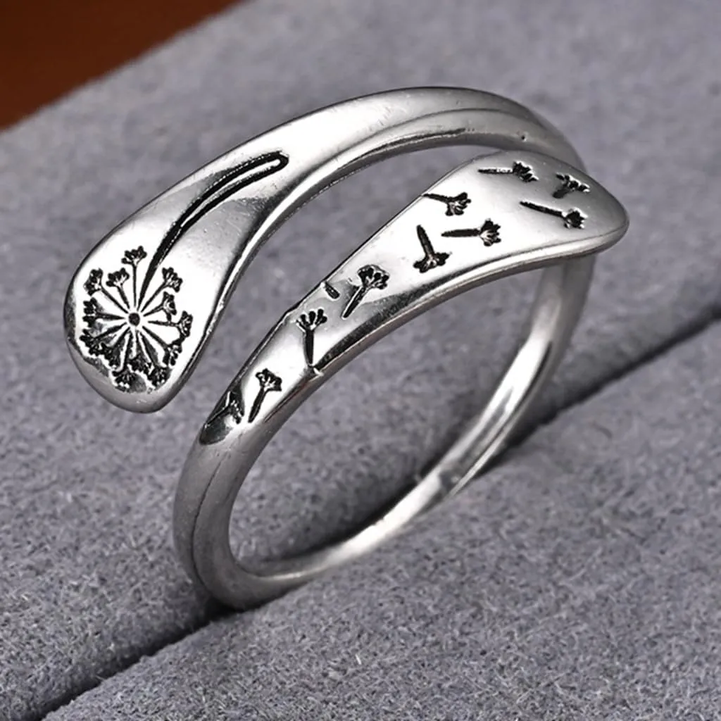 Jude Jewelers Stainless Steel Adjustable Size Floral Pattern Statement Wedding Thumb Wrap Ring