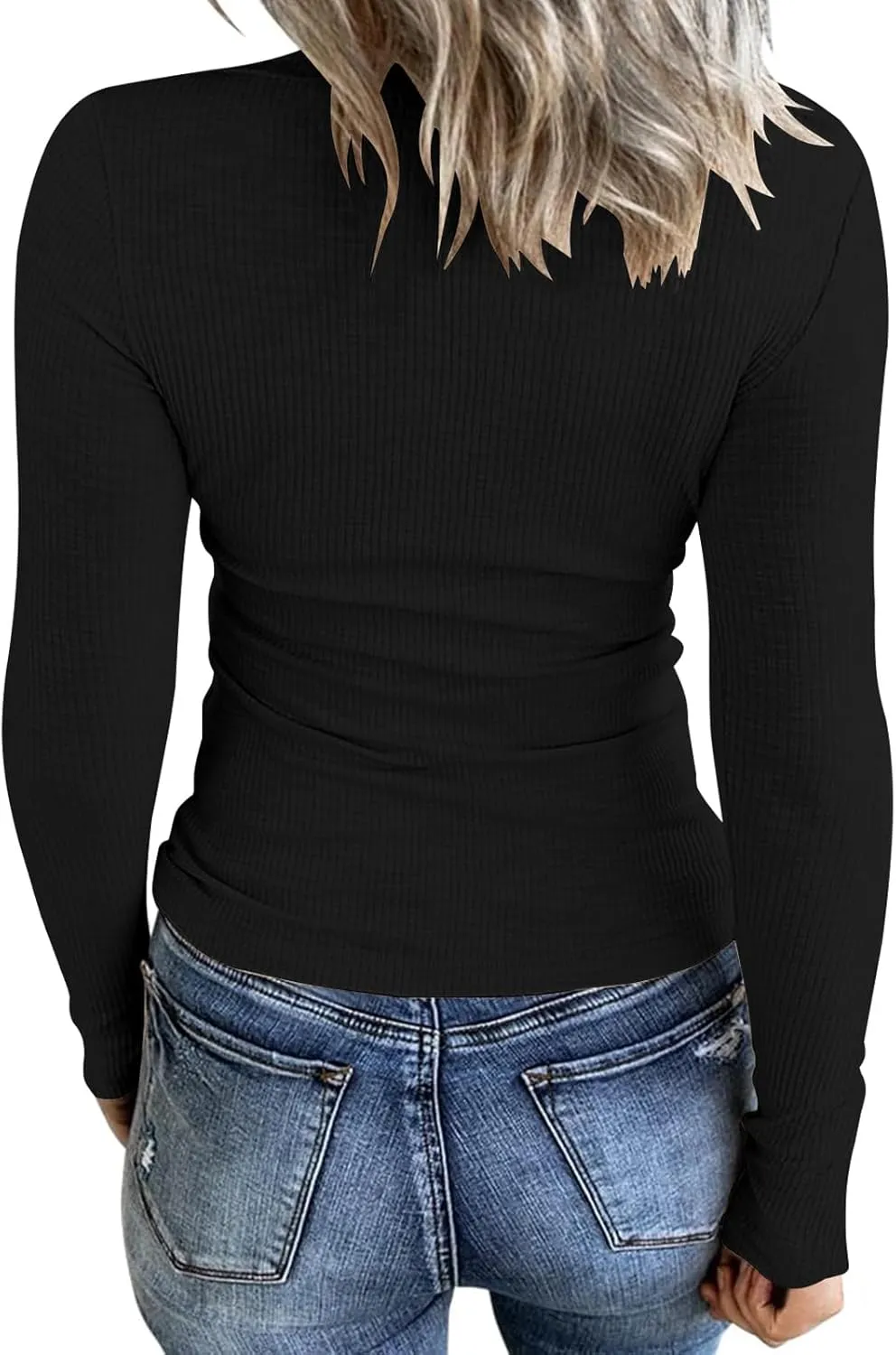 Kancystore Women's Long Sleeve Tops Lace V Neck Button Down Henley Shirts Blouses