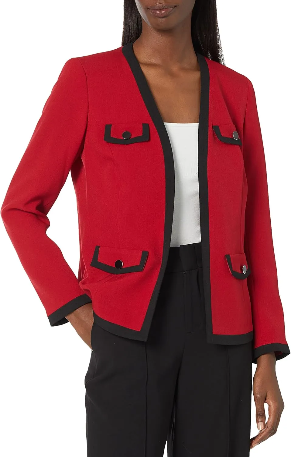 Kasper Women's Petite Colorblocked Open Cardigan