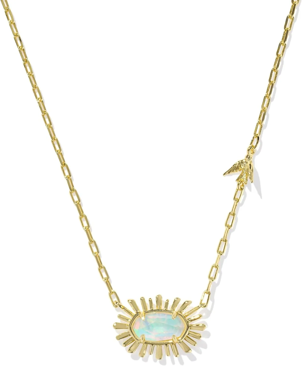 Kendra Scott Womens Elisa Bird Short Pendant Necklace Gold Opalite Illusion One Size One Size