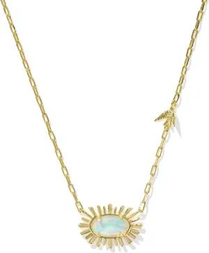 Kendra Scott Womens Elisa Bird Short Pendant Necklace Gold Opalite Illusion One Size One Size