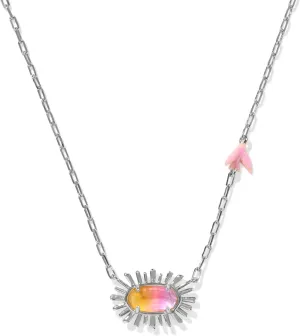 Kendra Scott Womens Elisa Bird Short Pendant Necklace Silver Sunrise Watercolor Illusion One Size
