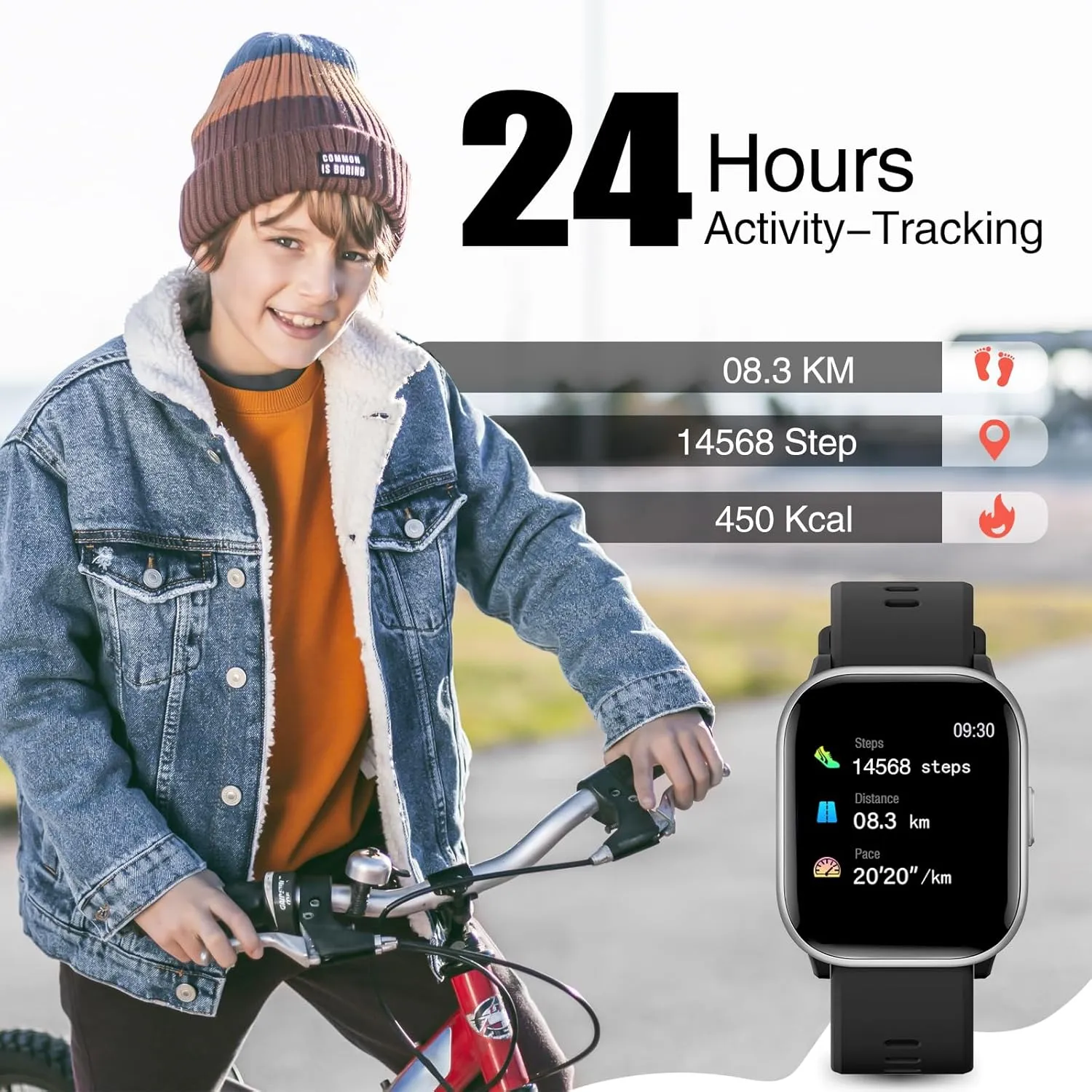 Kids Watch for Girls Boys with IP68 Waterproof, Girls Watch with 19 Sports Modes, Sleep Tracking, Pedometer, Stopwatch, Kids Activity Tracker, Birthday Gifts for Girls Age 6-15 Years Old