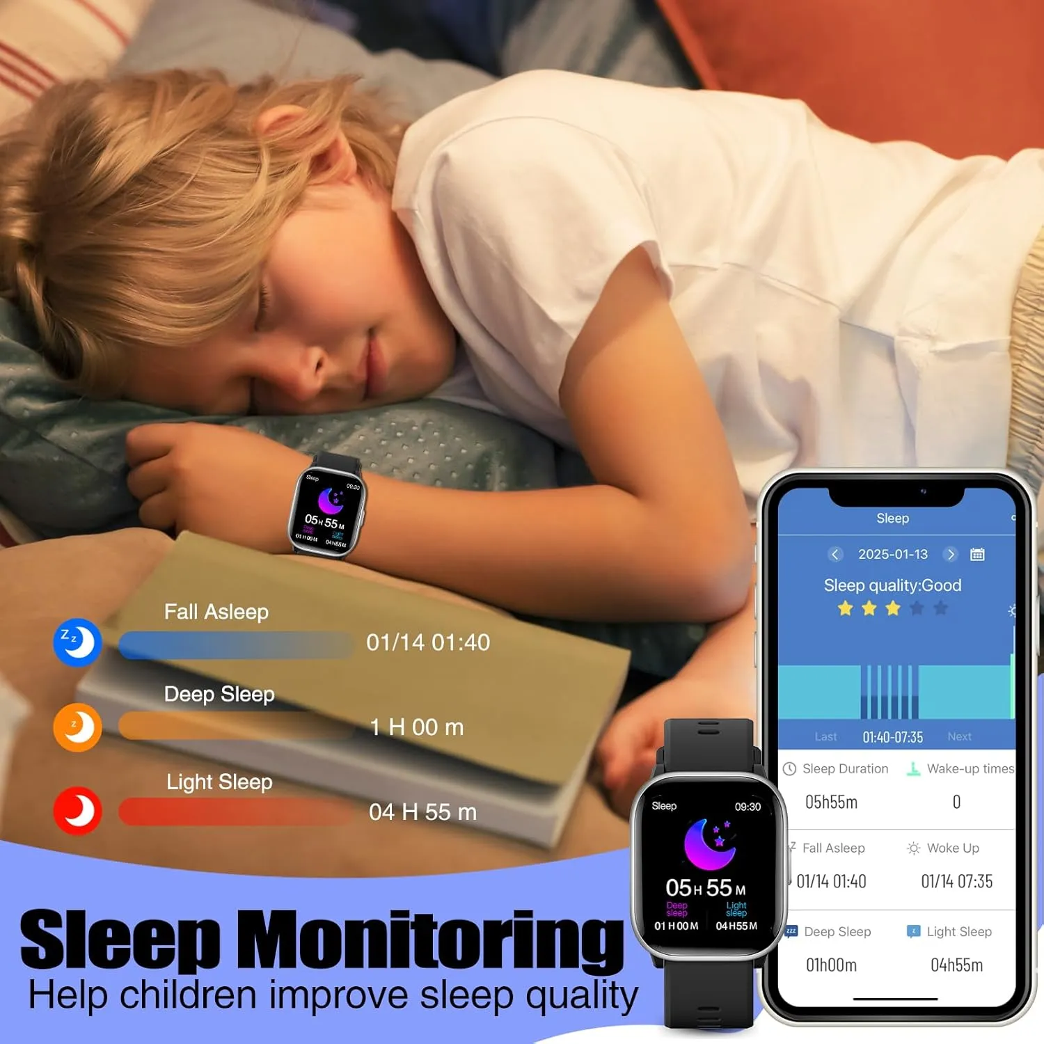 Kids Watch for Girls Boys with IP68 Waterproof, Girls Watch with 19 Sports Modes, Sleep Tracking, Pedometer, Stopwatch, Kids Activity Tracker, Birthday Gifts for Girls Age 6-15 Years Old