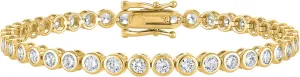 KISPER Tennis Bracelet for Women - 24K White Gold or Gold Plated Round Cut AAAAA CZ Bezel Set 3mm, Waterproof Jewelry Gift, 6.5/7/7.5 Inch