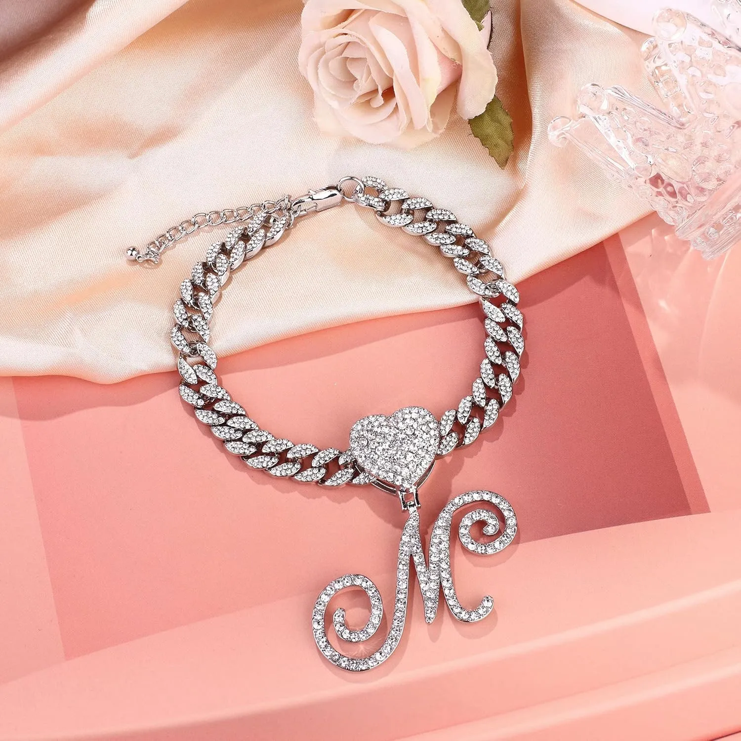 Krfy Ankle Bracelets for Women - Silver Cursive Initial Cuban Link Anklets for Women 10mm Summer Beach Foot Jewelry